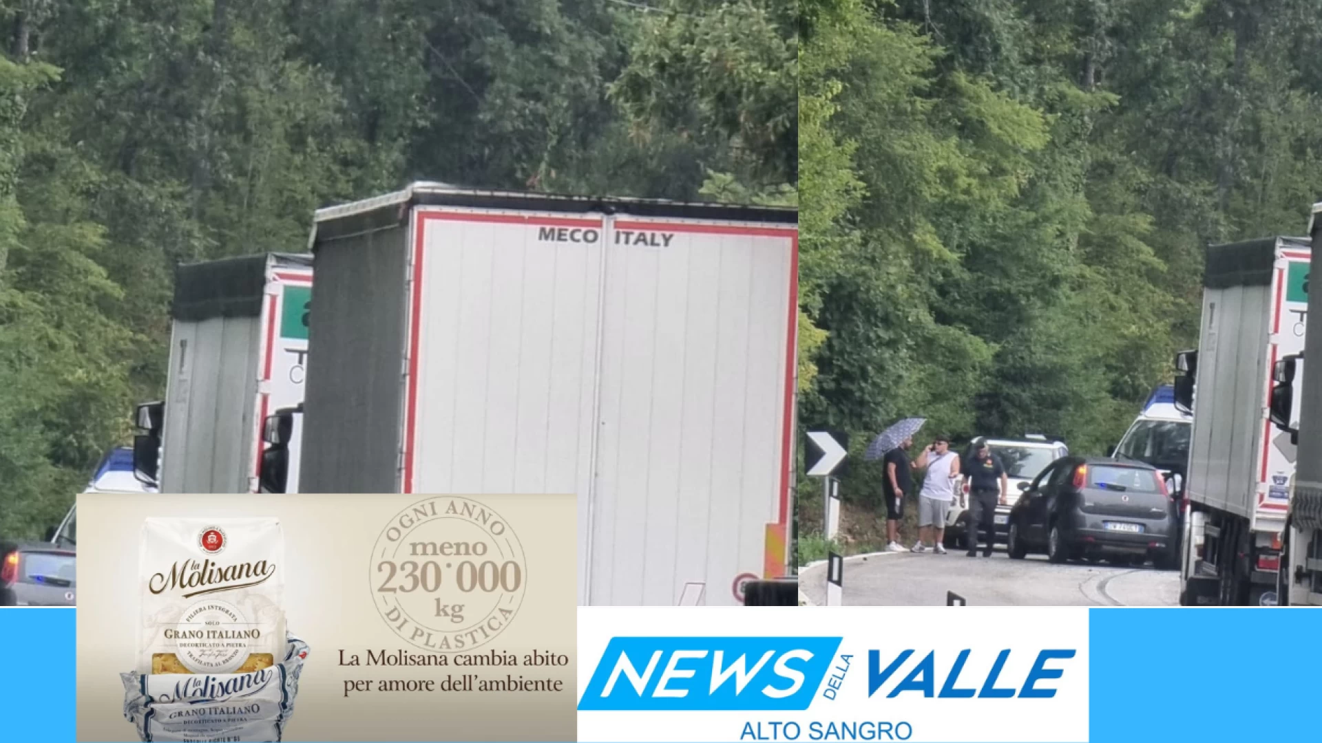 Colli a Volturno: incidente sulla statale 158. Scontro in curva tra due mezzi. Traffico bloccato.